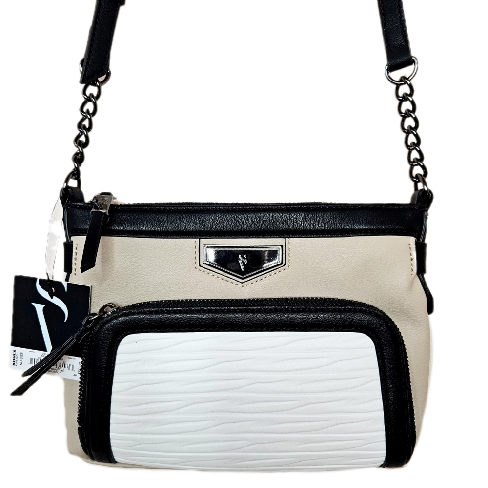 Simply Very Wang Chain Strap Colorblock Crossbody Bag Faux Leather Purse Edgy